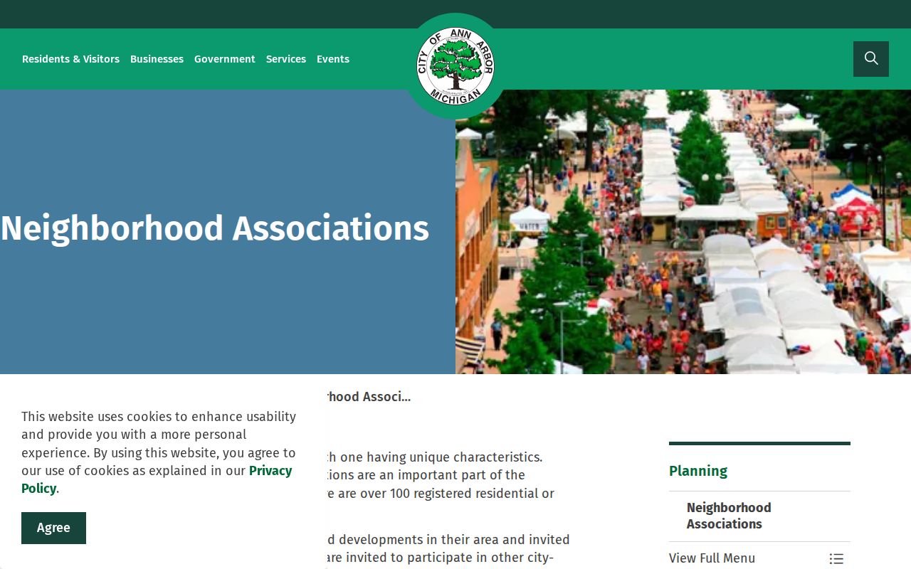 Ann Arbor neighborhood associations information page