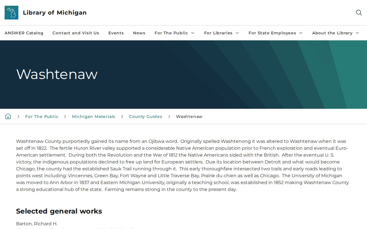 Ann Arbor previous residents Library of Michigan Washtenaw County guide