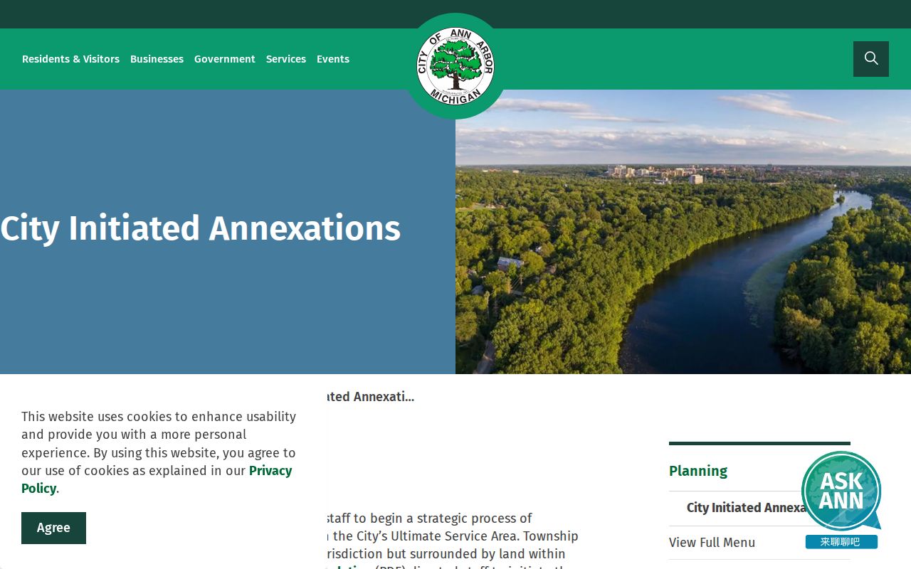 Ann Arbor ZIP code directory context from city annexation and township-island records